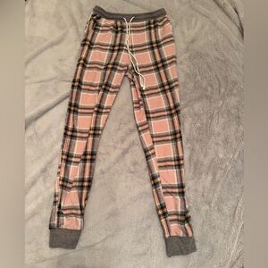 Cuddl Dud Pink and Gray‎ Plaid Lounge Pants with Drawstring Size Estimate Small